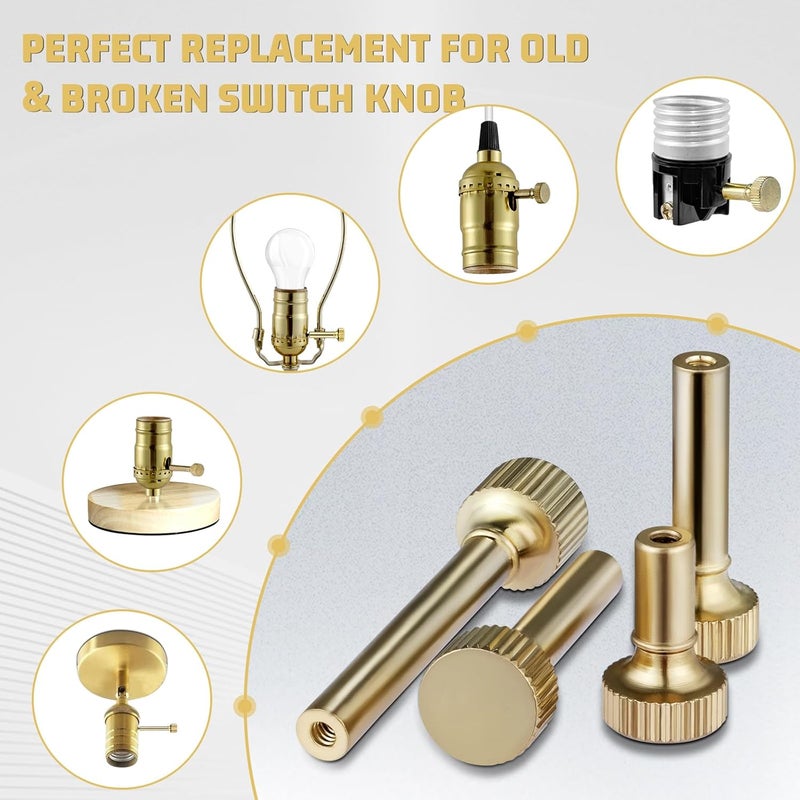 GooChan Lamp Switch Knob,Turn On/Off Brass Light Switch Knob Replacement,Standard Size Twist Switch Knobs,Antique Brass Color (4 Mixed Sizes - Gold) - Image 3